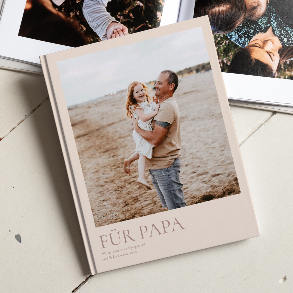 Fotobuch Hardcover 22 x 28,6 cm, großes Hochformat "Lieblingsmensch" in keks | Fotoalbum | Fotogeschenk | Geschenk mit Foto | Urlaub Fotobuch |