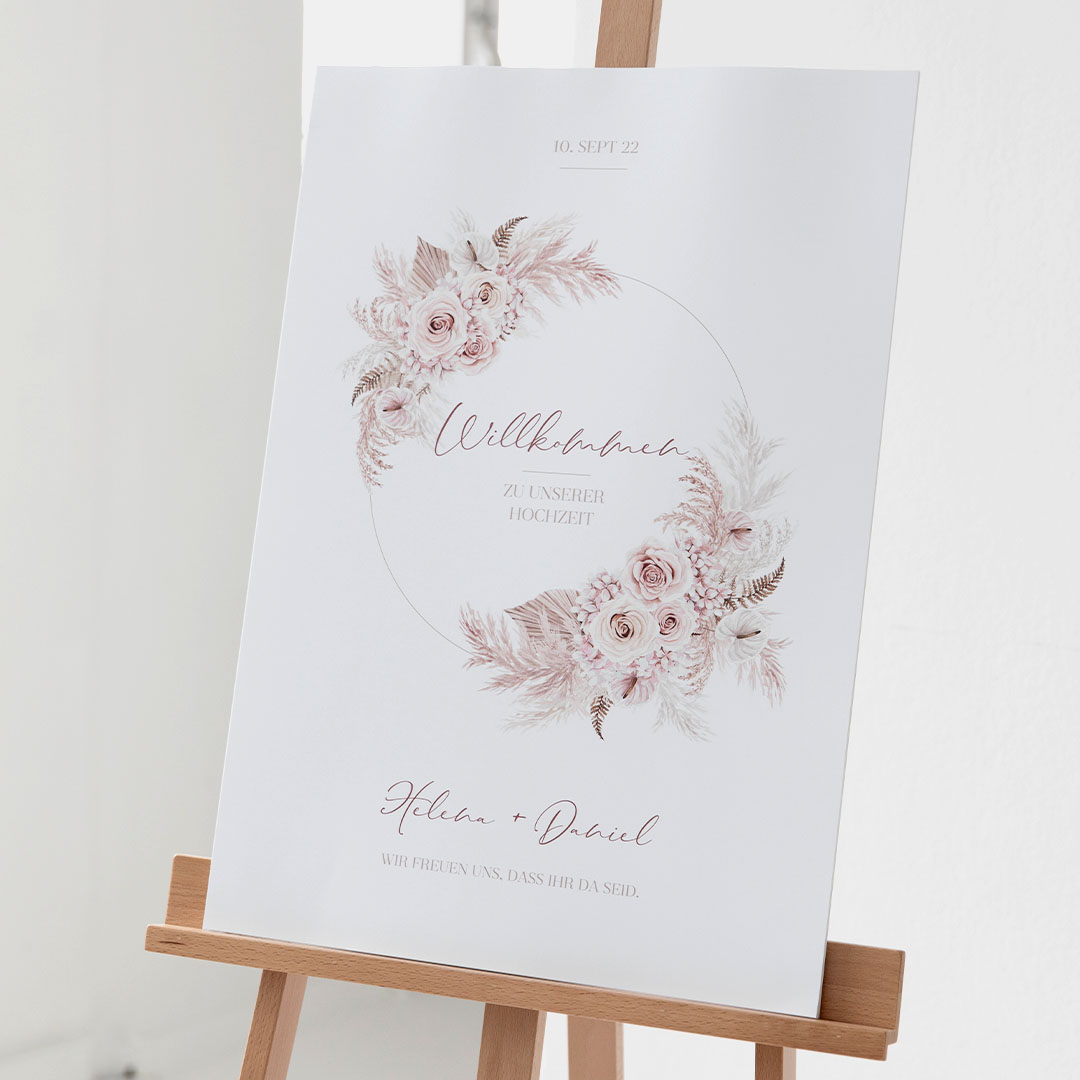 Willkommensschild Hochzeit selbst gestalten 42 x 60 cm in ballett Hochzeitsdeko entdecken & gestalten Design: Blush Bloom. kartenmacherei
