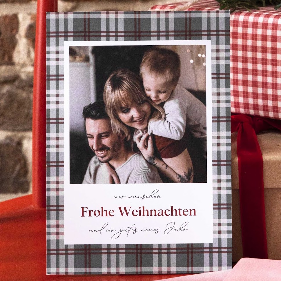Weihnachtskarten gestalten mit Foto Klappkarte hoch in smaragd mit Spruch & Text selbst gestalten Design: Colorful Christmas. kartenmacherei