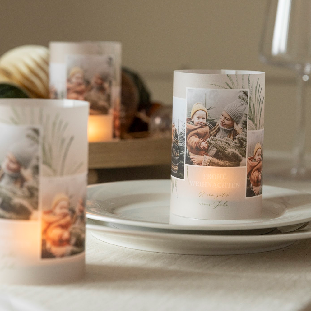 Windlicht Weihnachten Teelichtkarte klein in keks Fotogeschenke, Weihnachtsgeschenke, Geschenkideen mit Foto Design: Christmassy. kartenmacherei