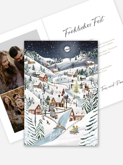 Weihnachtskarte Winterfreude