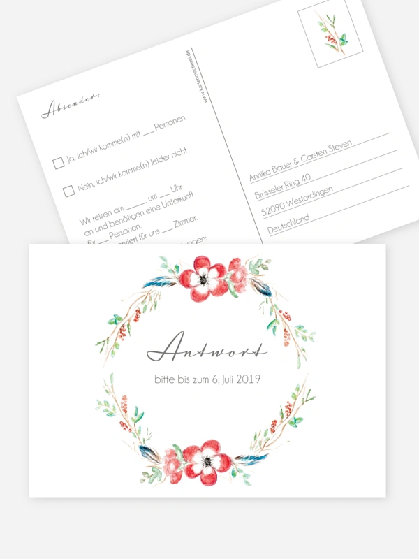 Antwortkarte Hochzeit Blossom
