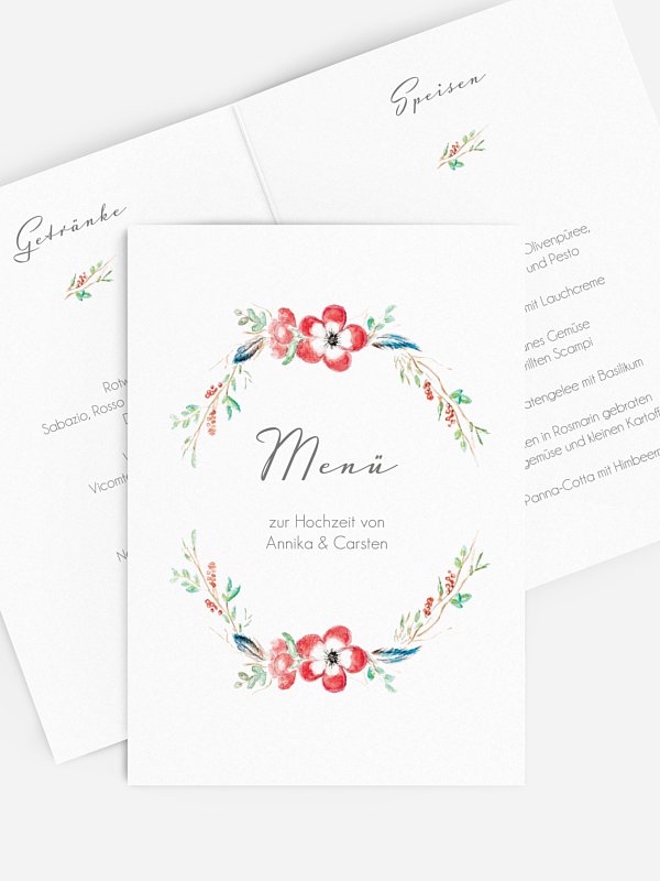 Menükarte Hochzeit Blossom