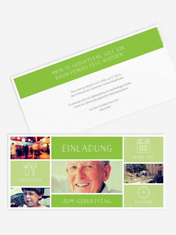 Einladung 70. Geburtstag Einzelstück