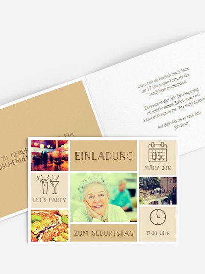 Einladung 70. Geburtstag Einzelstück