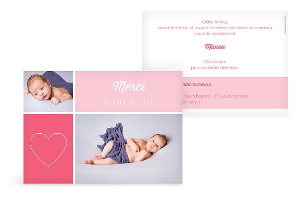 Carte remerciement naissance Je suis là