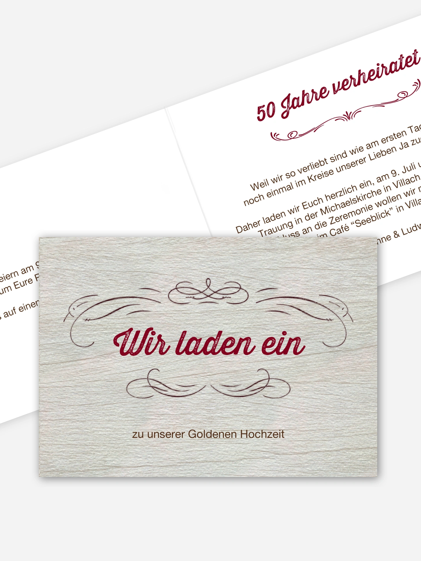 Einladung zur Goldenen Hochzeit Rustikal