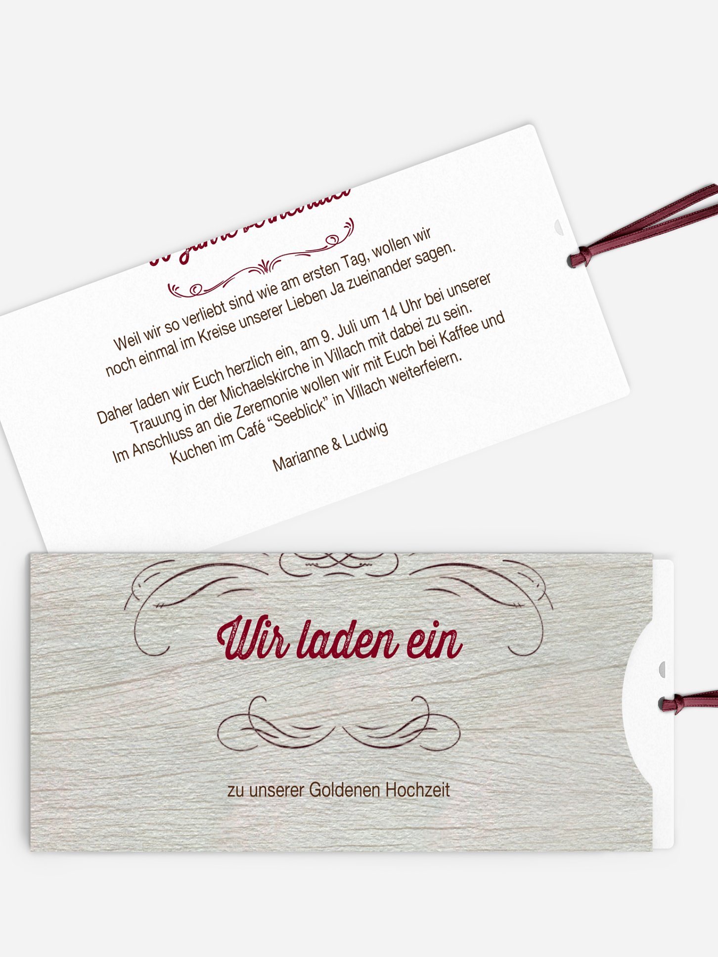 Einladung zur Goldenen Hochzeit Rustikal