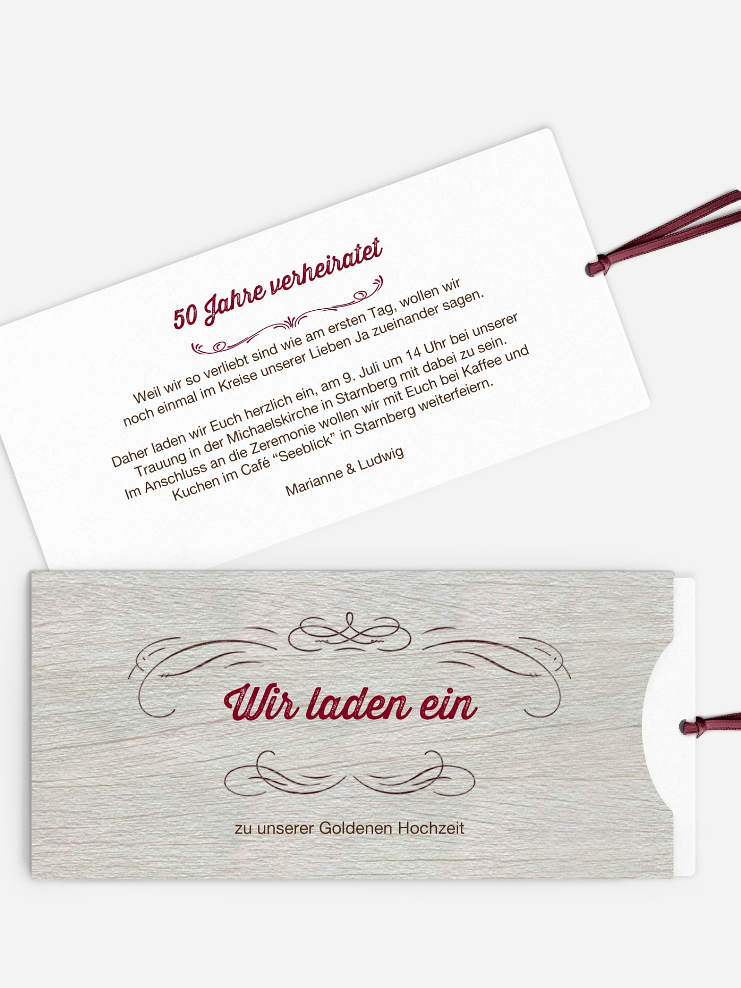 Einladung zur Goldenen Hochzeit Rustikal