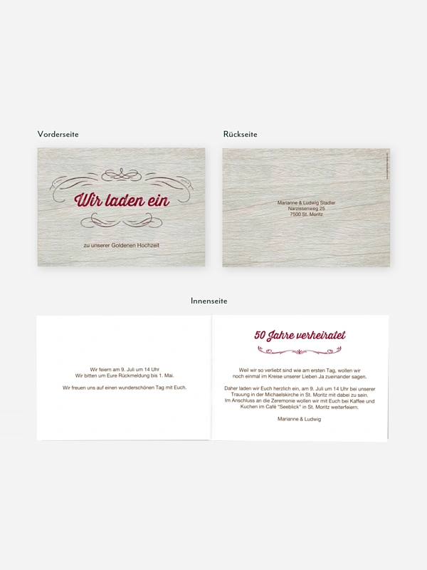 Einladung zur Goldenen Hochzeit Rustikal