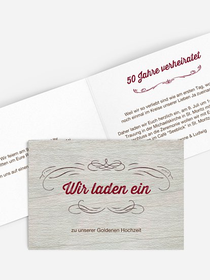 Einladung zur Goldenen Hochzeit Rustikal