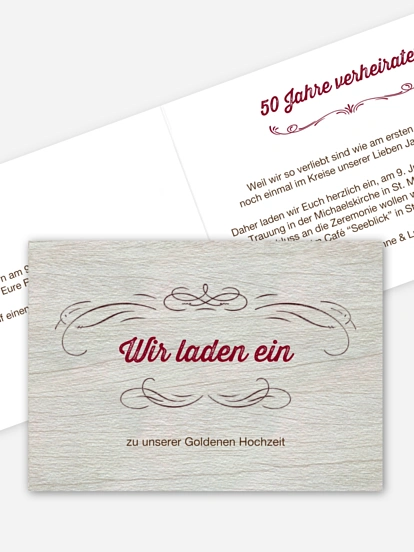 Einladung zur Goldenen Hochzeit Rustikal