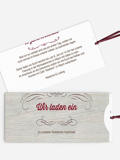 Einladung zur Goldenen Hochzeit Rustikal