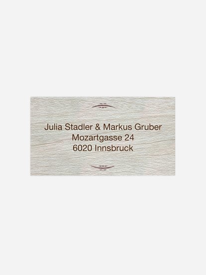 Empfängeraufkleber Hochzeit Rustikal