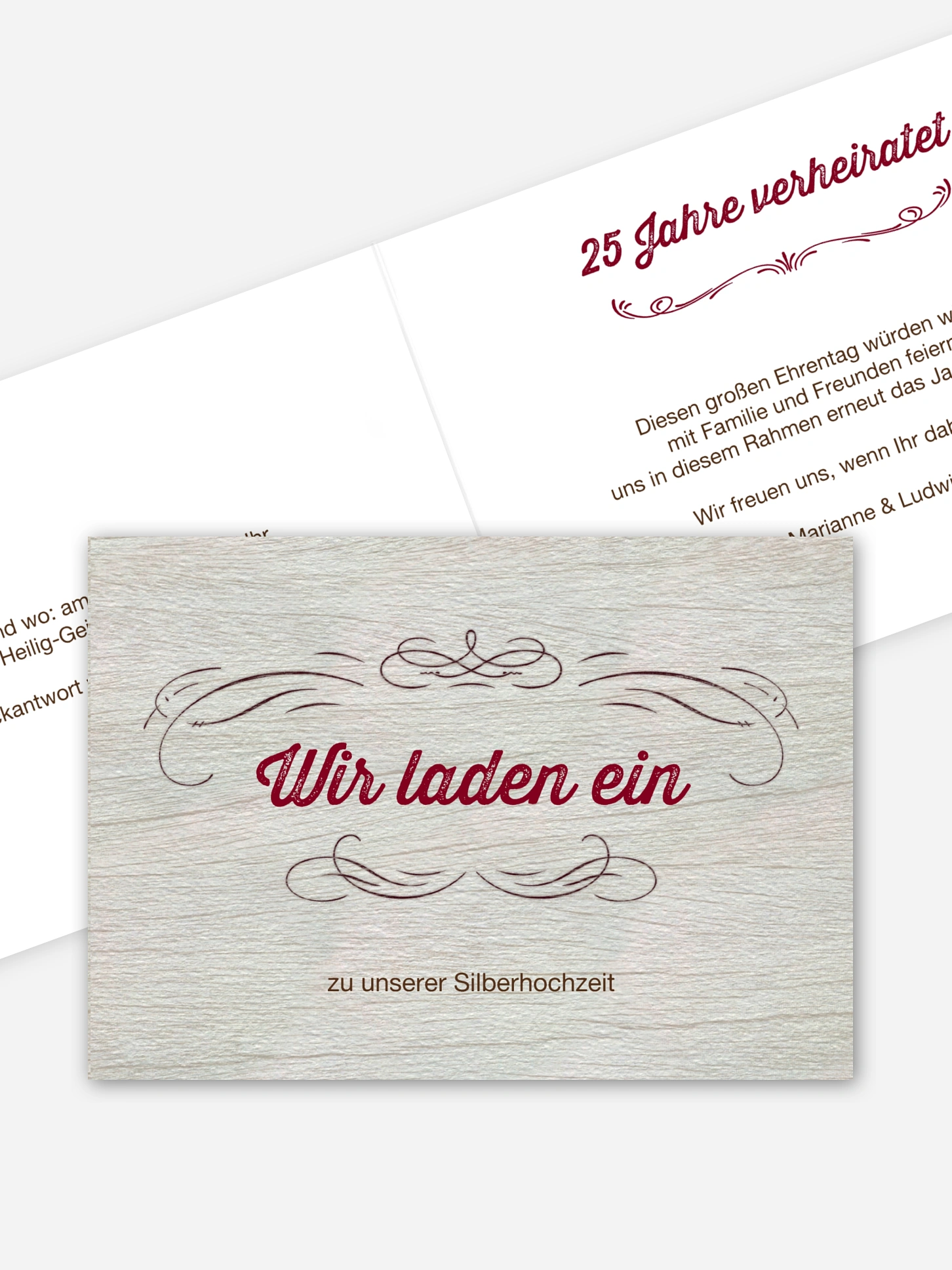 Einladung zur Silberhochzeit Rustikal