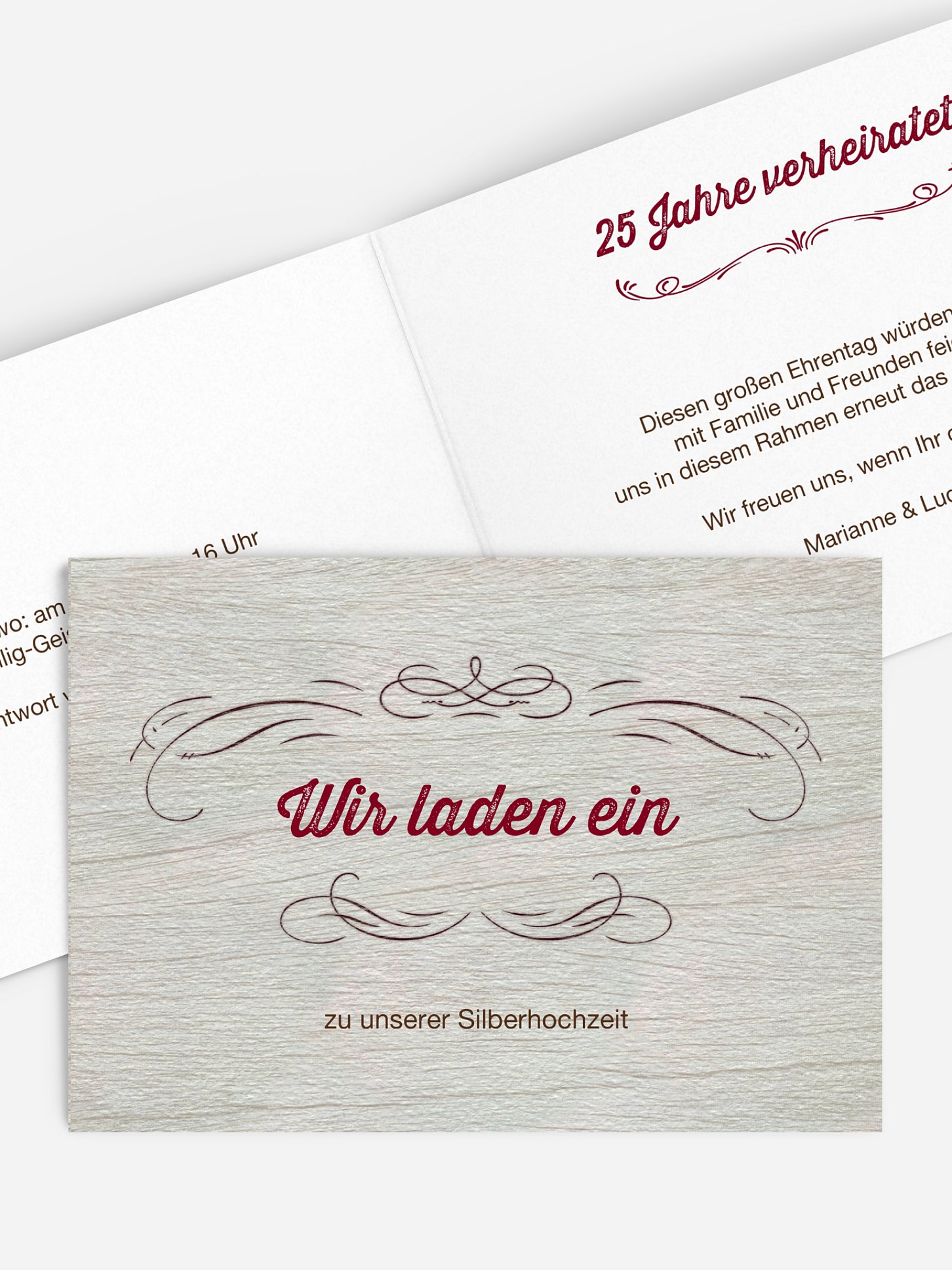 Einladung zur Silberhochzeit Rustikal