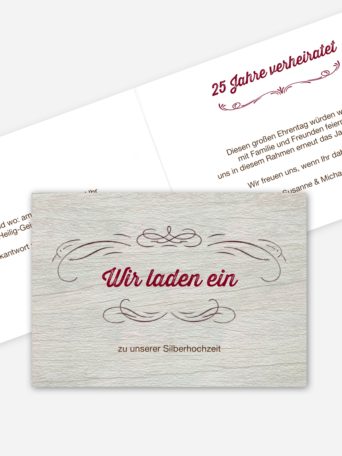 Einladung zur Silberhochzeit Rustikal