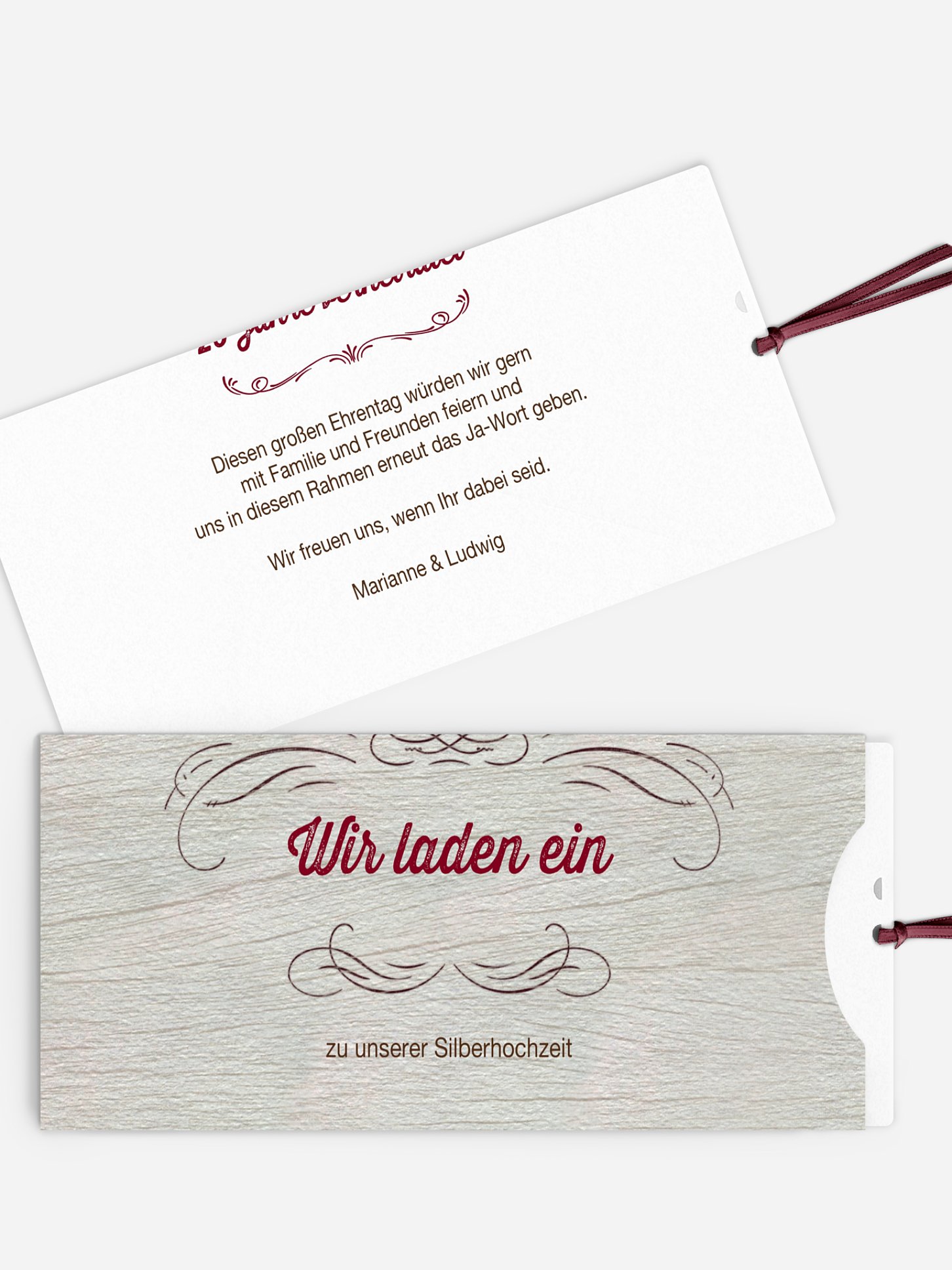 Einladung zur Silberhochzeit Rustikal