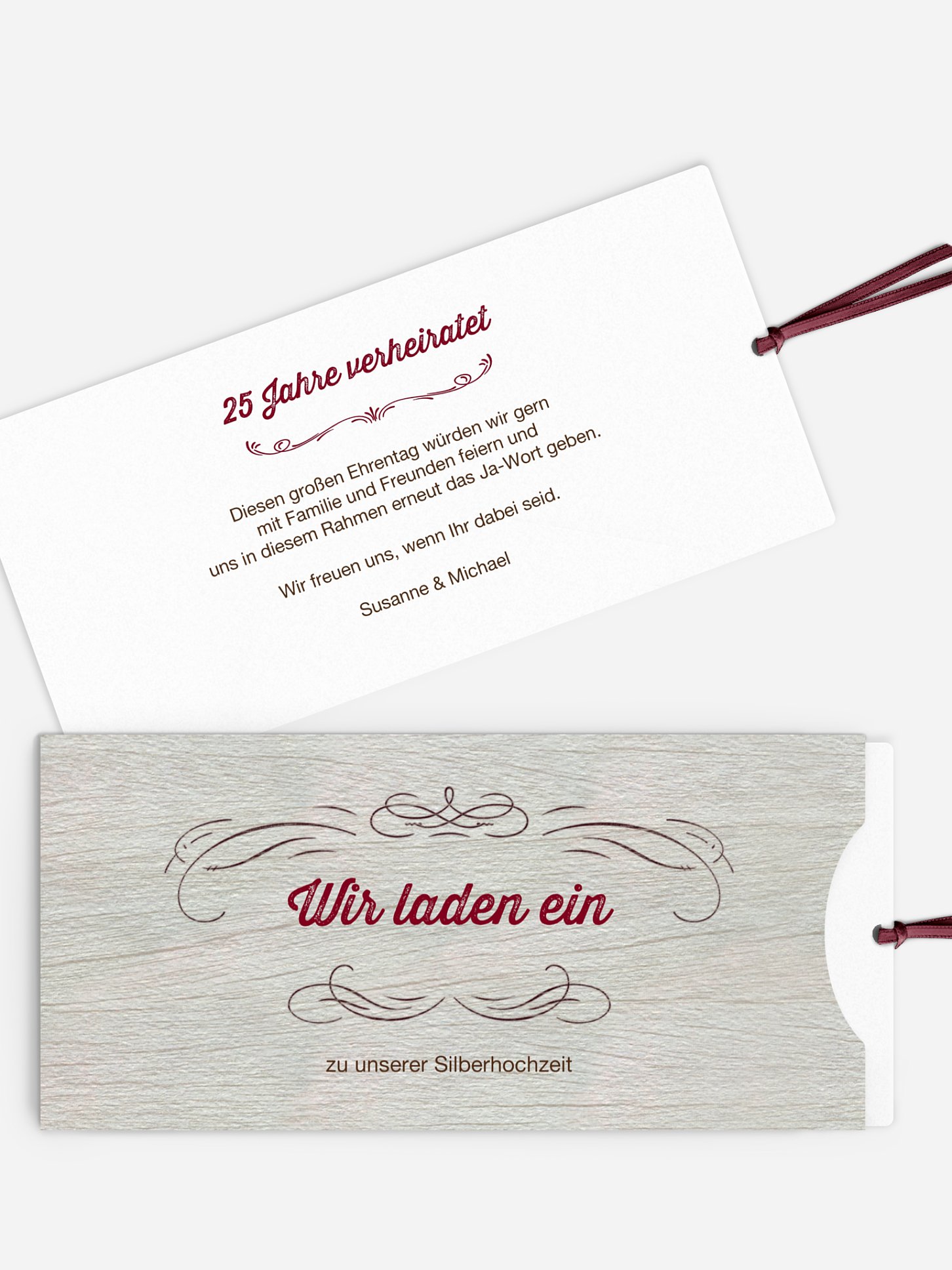 Einladung zur Silberhochzeit Rustikal