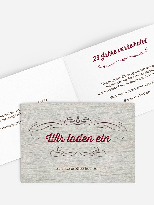 Einladung zur Silberhochzeit Rustikal