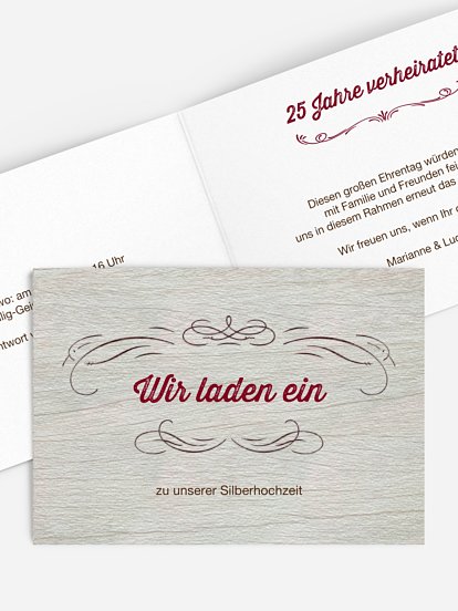 Einladung zur Silberhochzeit Rustikal