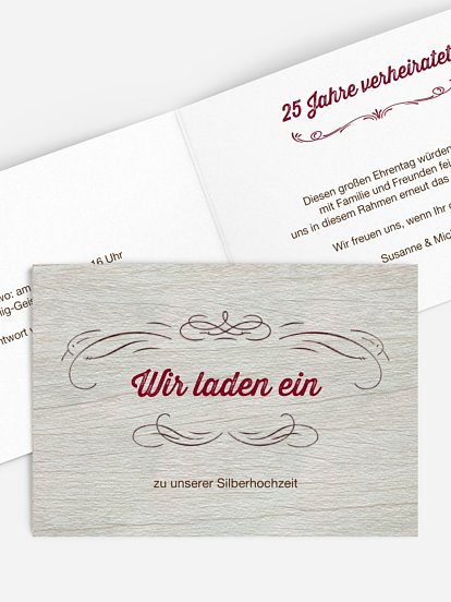 Einladung zur Silberhochzeit Rustikal