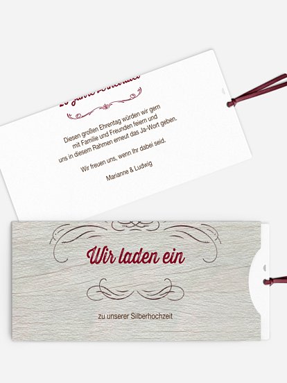 Einladung zur Silberhochzeit Rustikal