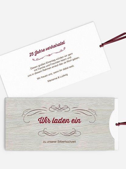Einladung zur Silberhochzeit Rustikal