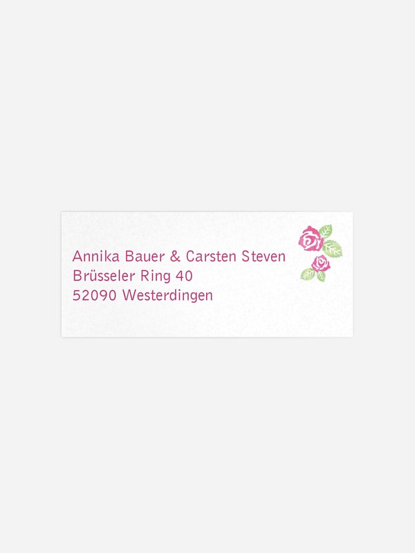 Absenderaufkleber Hochzeit Rosenblüte