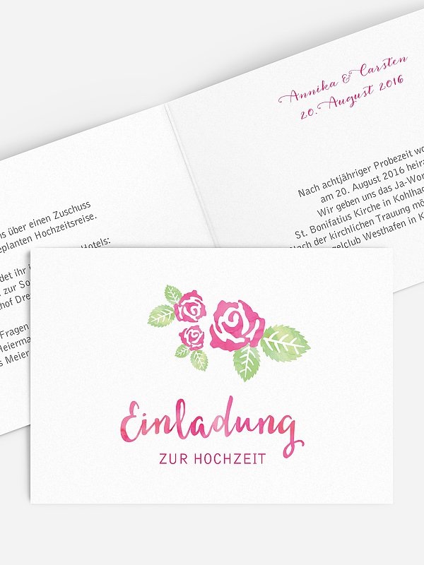 Hochzeitseinladung Rosenblüte
