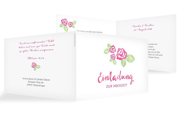 Hochzeitseinladung Rosenblüte