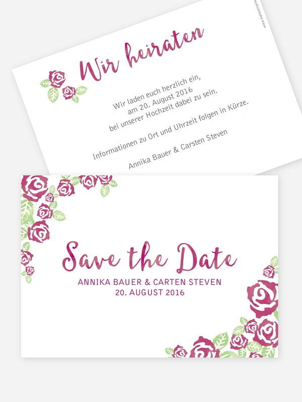 Save-the-Date Karte Rosenblüte