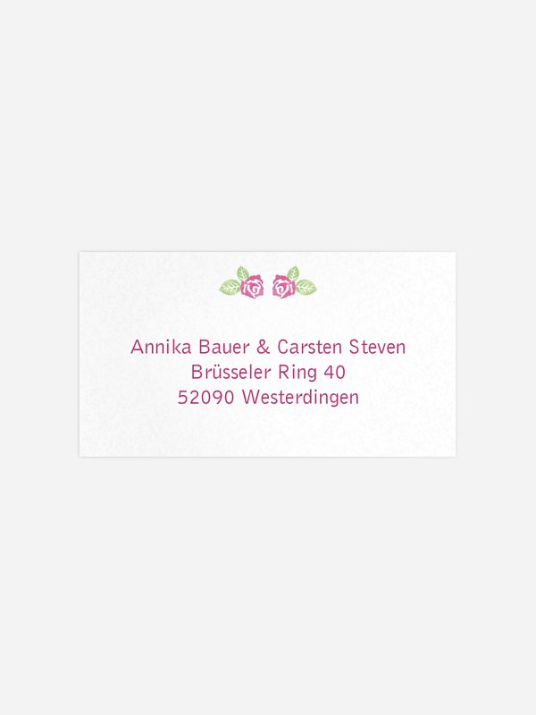Empfängeraufkleber Hochzeit Rosenblüte