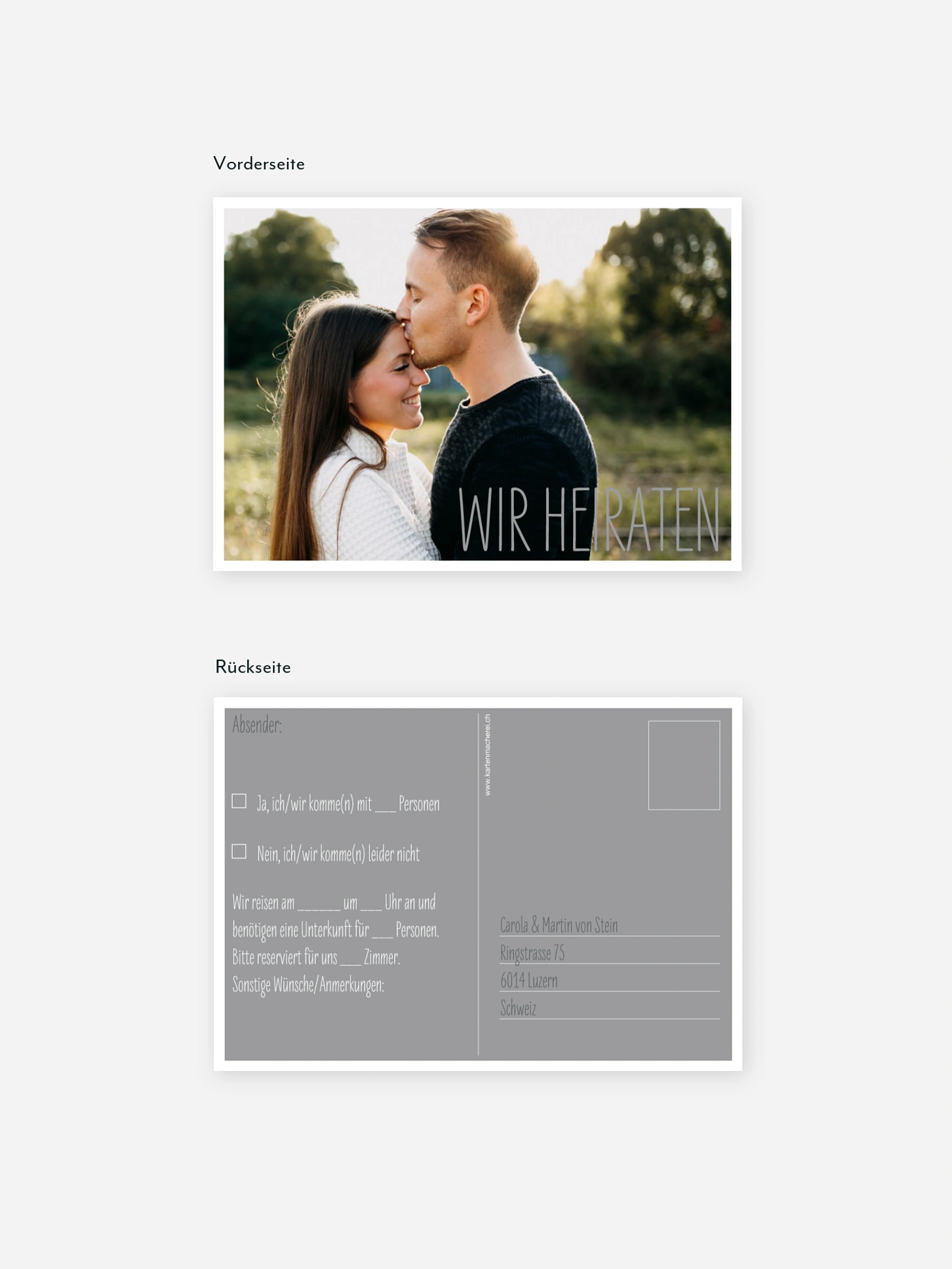 Antwortkarte Hochzeit Farbenpracht