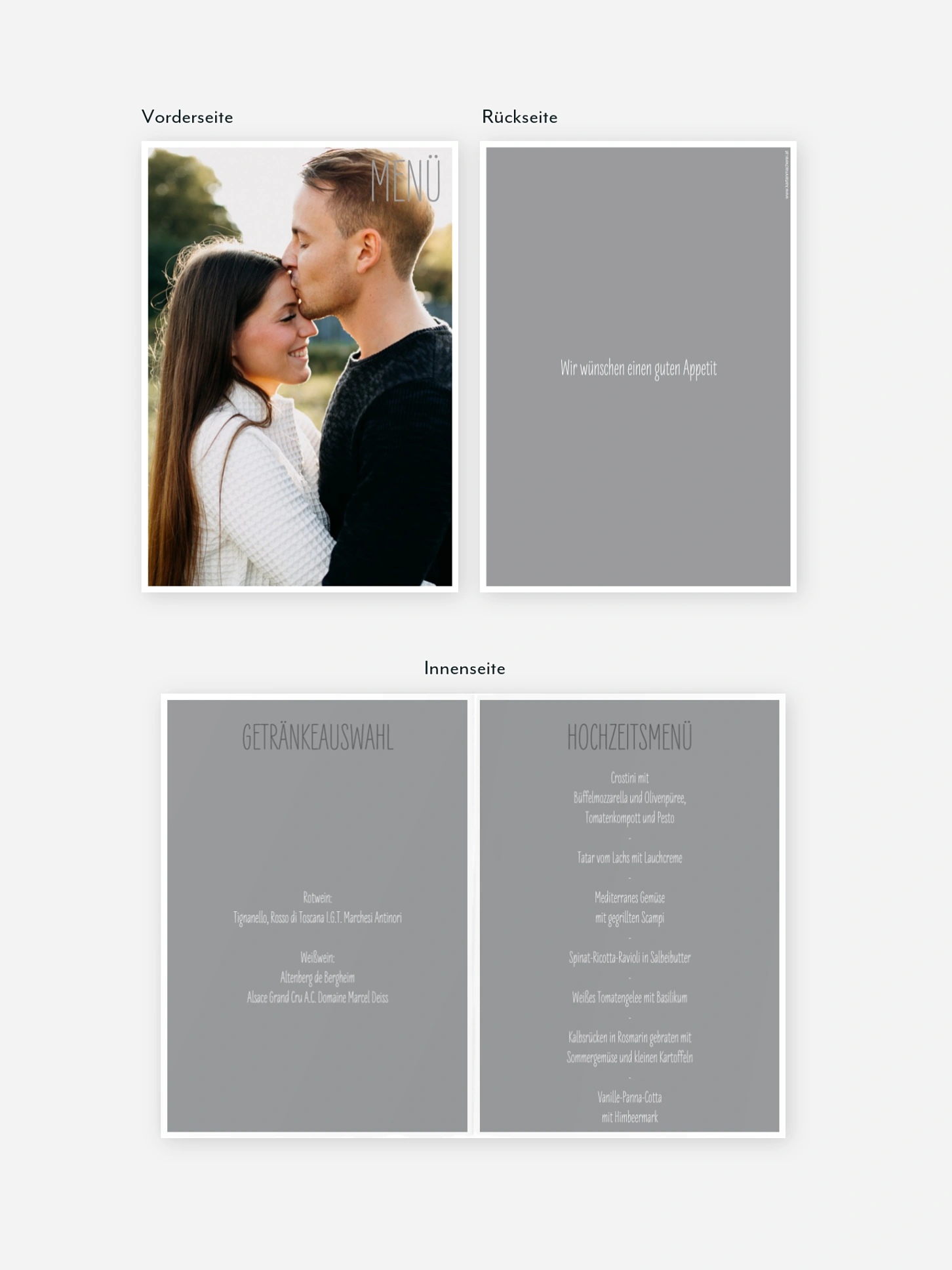 Menükarte Hochzeit Farbenpracht