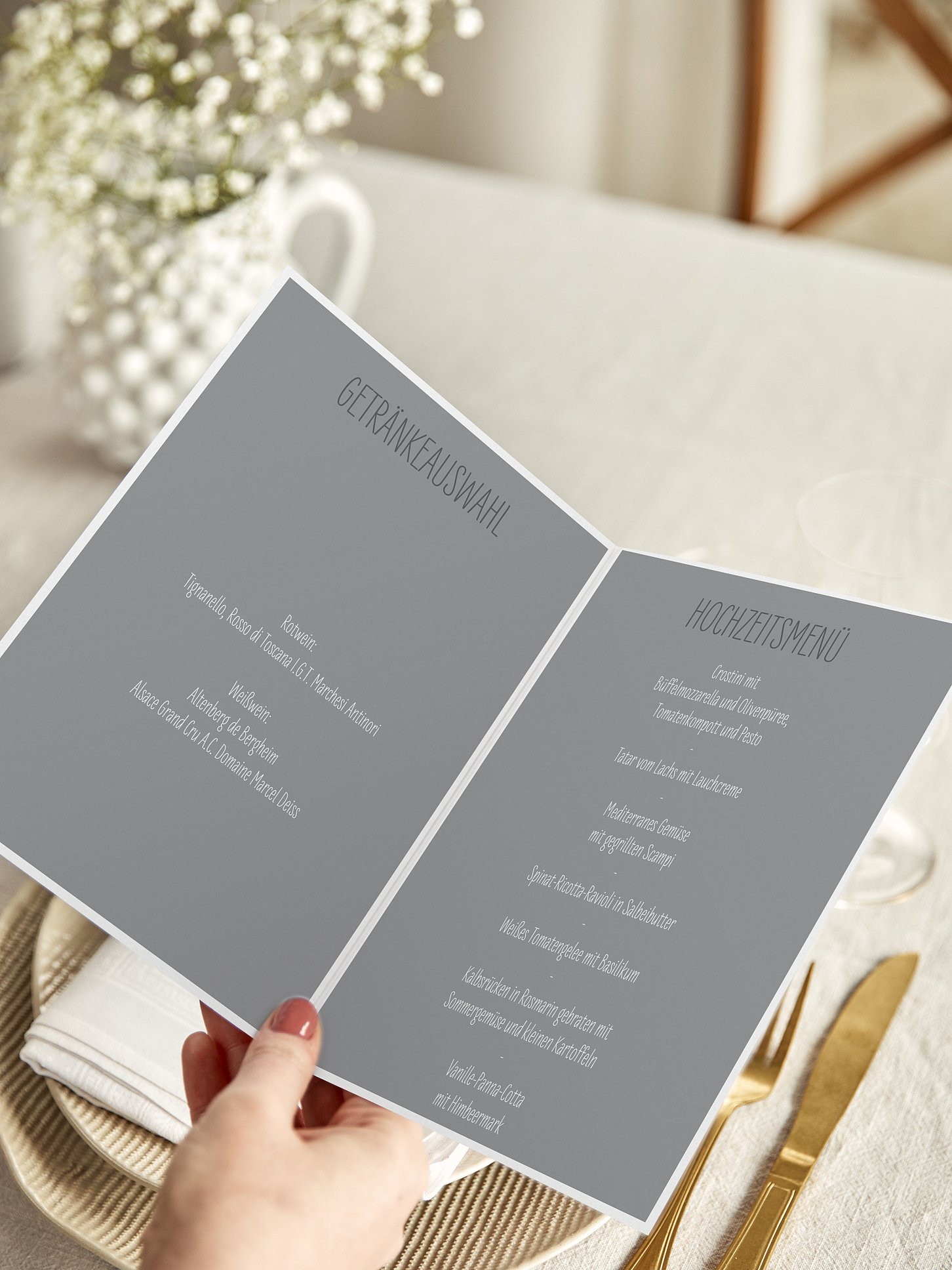 Menükarte Hochzeit Farbenpracht