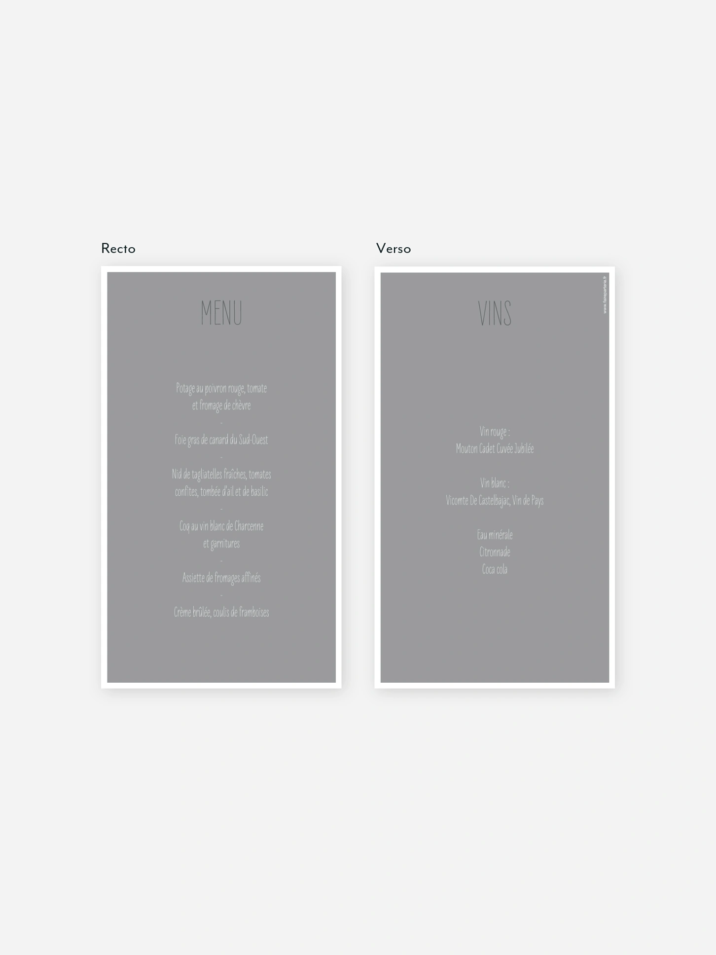 Menu mariage Éclat de couleur