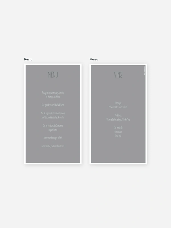 Menu mariage Éclat de couleur
