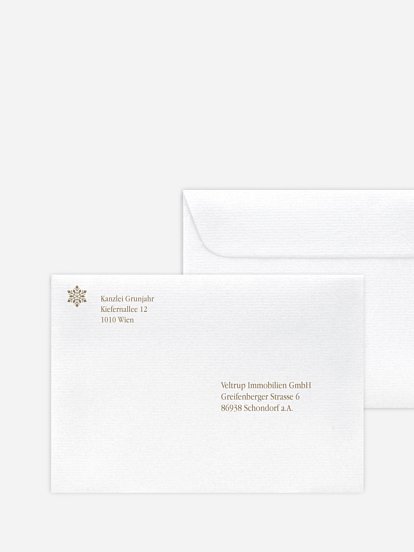 Bedruckte Umschläge geschäftl. Weihnachten Eisblume