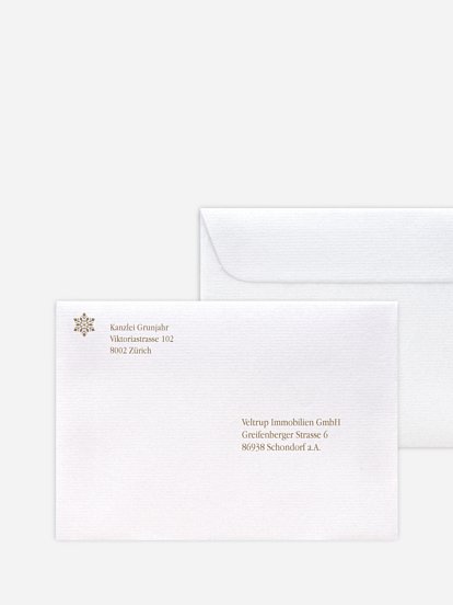 Bedruckte Umschläge geschäftl. Weihnachten Eisblume