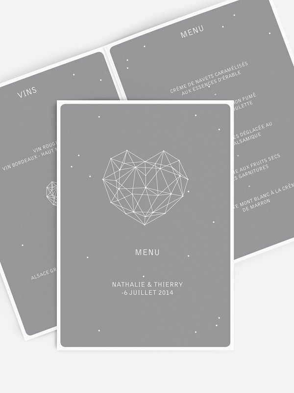 Menu mariage Coeur d'étoile