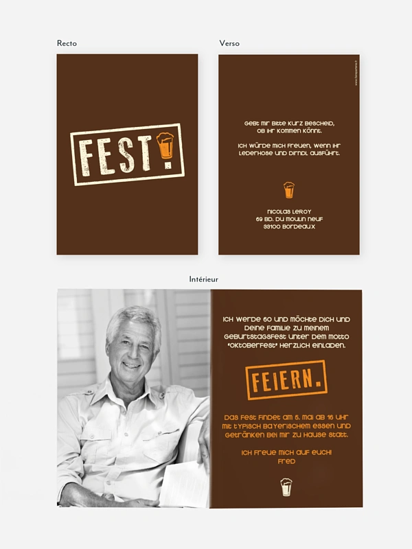 invitation anniversaire 60 Bière festive