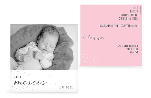 Carte remerciement naissance Poème