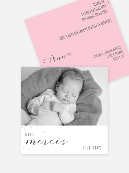 Carte remerciement naissance Poème