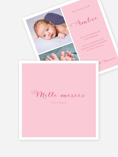 Carte remerciement naissance Lovely