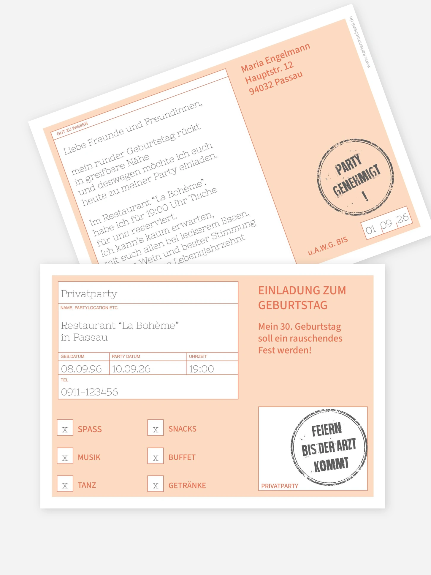 Einladung 30. Geburtstag Party genehmigt