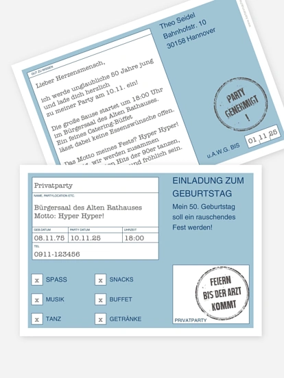 Einladung 50. Geburtstag Party genehmigt