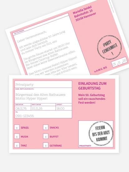 Einladung 50. Geburtstag Party genehmigt