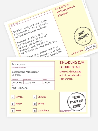 Einladung 60. Geburtstag Party genehmigt