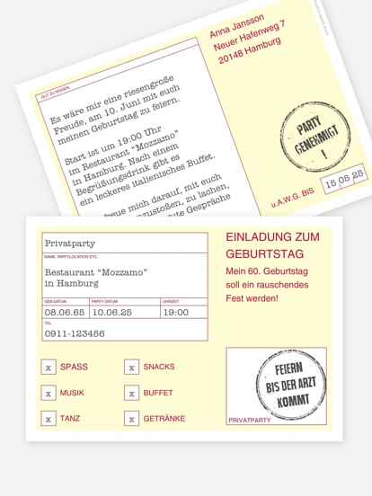 Einladung 60. Geburtstag Party genehmigt